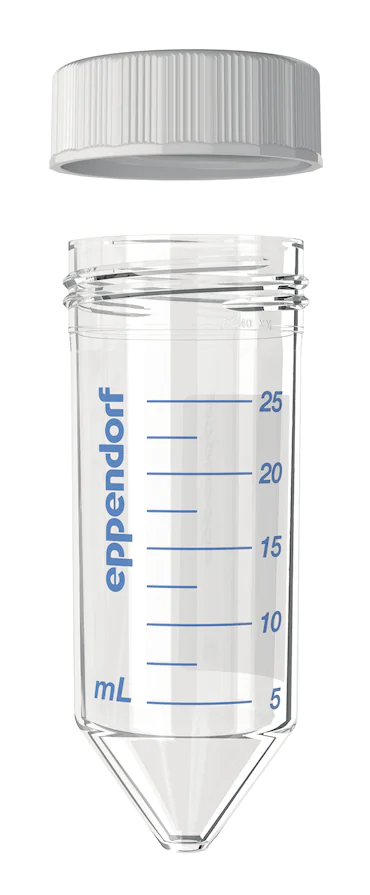 艾本德Eppendorf Conical Tubes 25 mL 帶螺旋蓋, 25 mL, 無菌、無熱原, 無RNase和DNase, 無DNA, 無色, 200 個(gè) (8 包 × 25 個(gè))